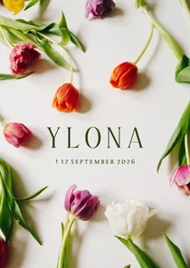 Rouwkaart met kleurrijke bloemen tulpen