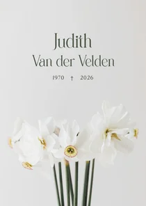 Rouwkaart met narcissen foto grijs