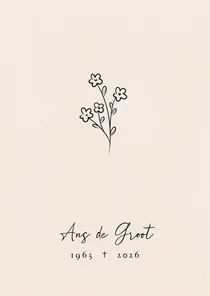 Rouwkaart met vergeet-mij-nietje in zacht beige kleur