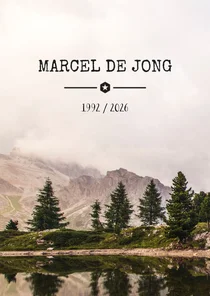 Rouwkaart natuur landschap met bergen en bomen 