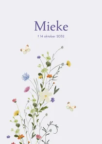 Rouwkaart veldbloemen met vlinders