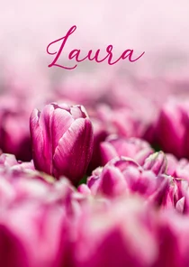 Rouwkaart vrouw met roze tulpen 