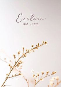 Rouwkaartje subtiel met takje met bloemetjes