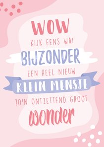 Roze geboorte felicitatiekaart voor een meisje