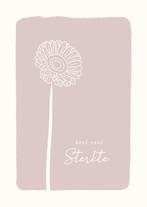 Roze sterkte kaartje met gerbera lijntekening
