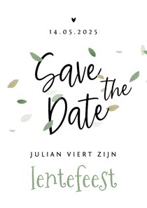 Save te date lentefeest eco blaadjes stijlvol hartjes