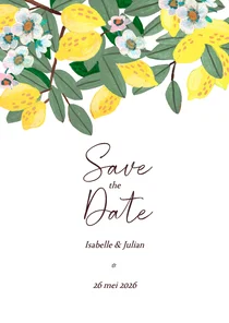 Save the Date bloemen en citroenen