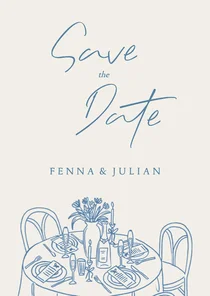 Save the Date kaart doodle tekening gedekte tafel
