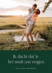 Save the date kaart grappig colorblocking met foto en groen