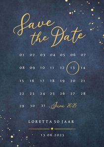 Save the Date kaart met kalender voor een feestje 