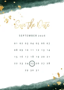 Save the date kalender waterverf gouden tekst