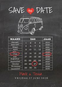Save the Date krijtbord vw busje