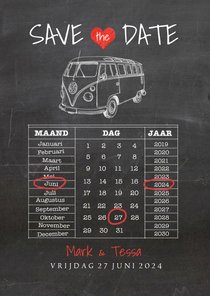 Save the Date krijtbord vw busje