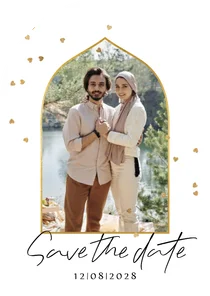 Save the date trouwkaart mandala foto hartjesconfetti