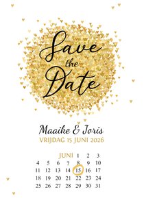 SavetheDate gouden hartjes rond