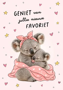Schattig kaartje met knuffelende mama- en babykoala