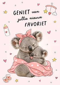 Schattig kaartje met knuffelende mama- en babykoala