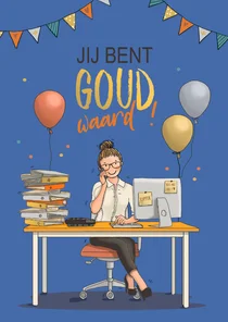 Secretaressedag kaart met bureau en computer