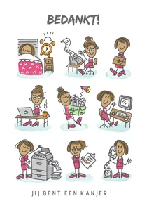 Secretaressekaart met aanpasbare haar- en huidskleur