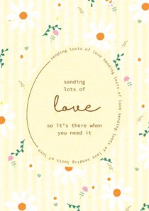Sending lots of love - flowers and stripes - zomaarkaart