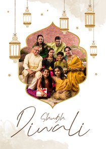 Shubh Diwali kaart foto lampjes waterverf