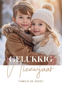 Simpele fotokaart 'Gelukkig Nieuwjaar' aanpasbaar