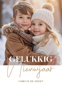 Simpele fotokaart 'Gelukkig Nieuwjaar' aanpasbaar