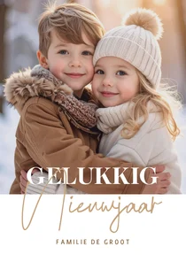 Simpele fotokaart 'Gelukkig Nieuwjaar' aanpasbaar
