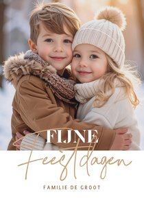 Simpele kerst fotokaart 'Fijne Feestdagen' aanpasbaar