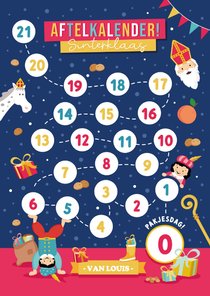Sinterklaas aftelkalender kaart van 21 naar 0