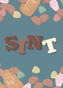 Sinterklaas kaart met strooigoed en chocolade letters