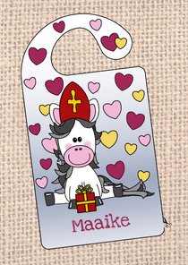 Sinterklaas knutselkaart deurhanger met lief paard en naam