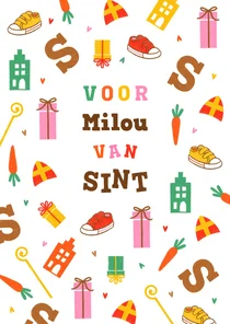 Sinterklaaskaart kadootjes groen roze rood geel