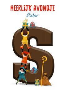 Sinterklaaskaart met chocoladeletter S