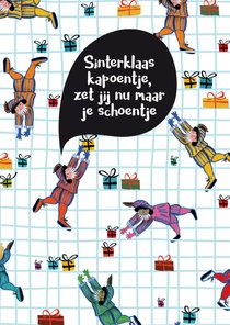 Sinterklaaskaart met hardwerkende pietjes