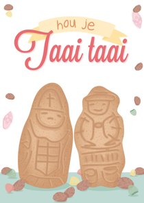 Sinterklaaskaart met twee taaipopjes 'hou je taai taai'