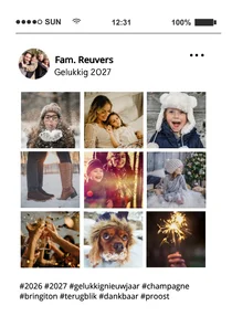 Social media nieuwjaarskaart tijdlijn kaart met 9 foto's