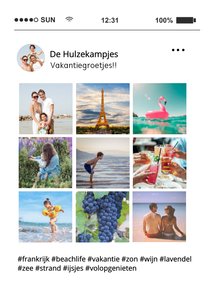 Social Media tijdlijn fotocollage vakantiekaart 