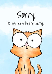 Sorry kaart schattige kitten - Ik was een beetje kattig