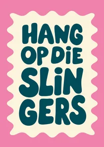 Staande kaart 'hang op die slingers' in golvend kader
