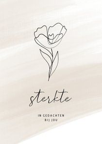 Sterkte kaart beige met lijntekening van pioenroos