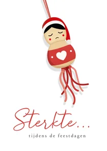 Sterkte kaart feestdagen gelukspoppetje met kerstmuts 