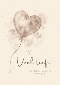 Sterkte kaart hart ballon aquarel beige