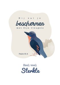 Sterkte kaart met bijbeltekst en vogeltje