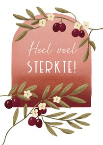 Sterkte kaart met olijven en bijbeltekst uit Habakuk 3