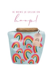 Sterkte kaart met regenboogjes en thema hoop