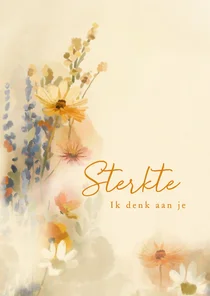 Sterkte kaart met zachte aquarel bloemen