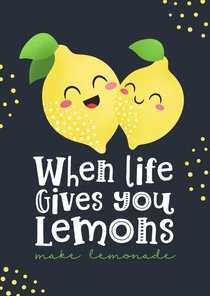 Sterkte kaart opbeurend when life gives you lemons kawaii