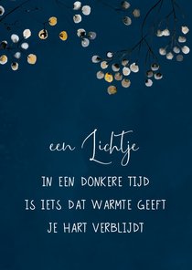 Sterkte-kerstkaart lichtje in een donkere tijd