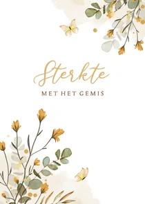 Sterkte sterfdag bloemen geel vlinders waterverf